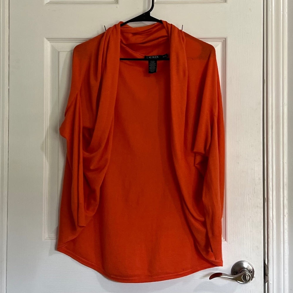 Lauren Ralph Lauren| Cardigan| Y2K| Batwing Sleeves Draped Collar Silk Blend S/M